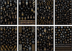 JMEOWIO Nagelsticker Weihnachten Gold Glitter Silber 8 Blatt Nail Art Sticker Selbstklebend Nagelaufkleber Schneeflocke Winterurlaub Dekoration Nageldesign Zubehör