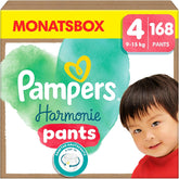 Pampers Harmony Pants Windeln Größe 4, 168 Windeln, 9 kg – 15 kg, sanfter Hautschutz und 360°-Komfort