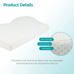 Edihome, Pernă de susținere a gâtului, Pernă pentru ameliorarea durerilor de gât, 50 x 30 x 10 cm, Pernă de gât din spumă cu memorie, Pernă ortopedică, Ergonomică, cu husă dublă din bumbac, Hipoalergenică