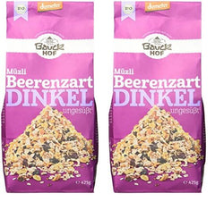 Dinkelmüsli mit Beeren, ungesüßt, 425g (2er Pack)