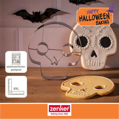 Formă de biscuiți ZENKER XXL cu craniu, argintie
