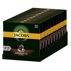 Kaffeekapseln Espresso Intenso, Intensität 10 von 12, 10 x 20 Getränke & Kaffeekapseln Lungo Decaffeinato- Intensität 6- 200 Nespresso kompatible Kapseln, 10er Pack, 10 x 20 Getränke