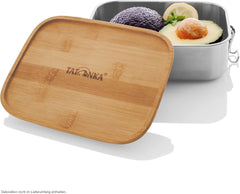 Cutie de prânz din oțel inoxidabil Tatonka Cutie de prânz I Bamboo (800 ml / 1000ml) - Cutie de pâine cu capac din bambus și capac oscilant - incasabil, non-toxic, lavabil în mașina de spălat vase, fără plastic și fără BPA Cutii depozitare alimente Naty Shop