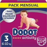 Dodot Activity-Windeln für Babys, Größe 3 (6–10 kg), 224 Windeln mit stabiler Passform. Mutter und Baby Naty Shop