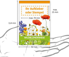 FLORTUS – Wildblumenwiese Samen Für Gastgeschenke & Werbegeschenke (100 Stück) – Bunte Wildblumensamen Mischung Für Bienen, Schmetterlinge & Insekten – Saatgut Für Eine Insektenfreundliche Blumenwiese