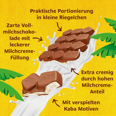 Kaba Vollmilch- und Milchcreme-Schokoriegel mit Schokoladenfüllung, 90 g Riegel, schmelzende Schokolade mit leichter Milchcreme und Kaba Original-Geschmack (2er-Pack)