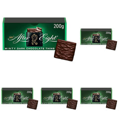 NESTLÉ AFTER EIGHT Dünne dunkle Schokoladenquadrate mit Minzcremefüllung für Genießer, 5er-Pack (1 x 200 g)