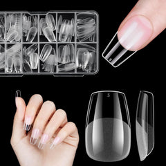 Unghii false scurte, model balerină, 120 bucăți, pentru lipire, 12 dimensiuni, unghii artificiale scurte, gel moale, acoperire completă, vârfuri de unghii pentru unghii cu gel scurte, S