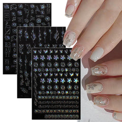 Jmeowio Nagelsticker Aurora Geometrisch 12 Blatt Nail Art Sticker Selbstklebend Nagelaufkleber Bunt Dekoration Nageldesign Zubehör