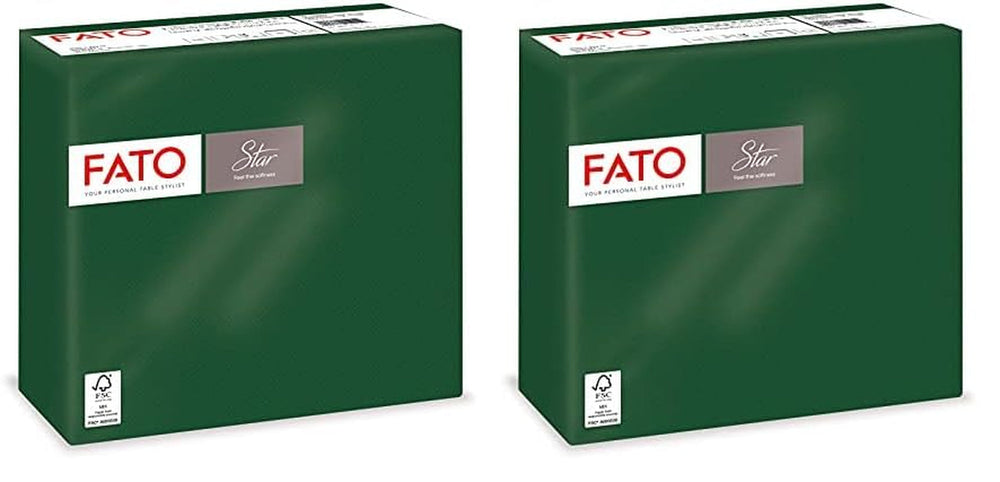 - Șervețele de hârtie de unică folosință, Softness And Softness, pachet de 40 de șervețele, dimensiune 38X38 pliate în 4, 2 straturi, culoare verde pădure, 100% hârtie din celuloză pură, certificate Fsc (pachet cu 2)