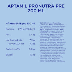 Aptamil Pronutra Pre – Säuglingsnahrung ab der Geburt – Mit pflanzlichen Ölen, ohne Palmöl – 6 x 4 x 200 ml (4800 ml)