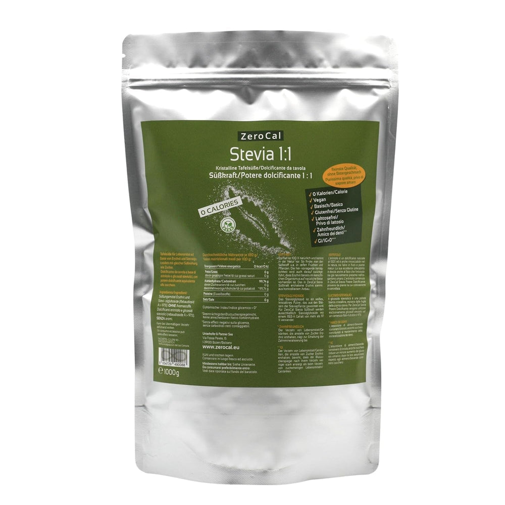 Stevia 1:1 (Erythrit - Stevia) - Natürlicher Zuckerersatzstoff, 1000 G Süßstoffe Naty Shop Standardtitel