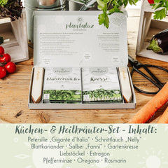 Plantaluz Premium Bio-Samen-Set P03 – Kulinarik- und Heilpflanzen-Samen-Set für Garten, Balkon und Innenbereich – inkl. Samen FSC-Pflanzstäbchen – Frei bestäubte, unbehandelte und gentechnikfreie Bio-Samen