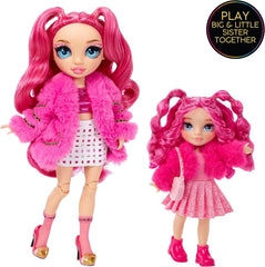 Rainbow High Littles - Magenta Monroe - Kleine, Bewegliche Modepuppe - Rosa 14 cm Große Puppe mit Handtasche und Magischem Kätzchen - für Kinder und Sammler