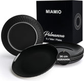 MIAMIO - Set de veselă/farfurii ceramice moderne, format din 6 piese, pentru 6 persoane - Colecția Palmanova (Negru, Farfurii mari (6x))