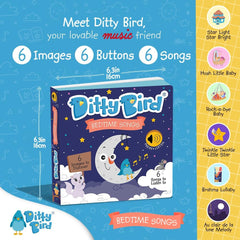 DITTY BIRD Baby Bedtime Songs - JucÄrie pentru copii cu 6 butoane sonore pentru ĂźnvÄÈarea limbii engleze. CĂąntec de leagÄn interactiv perfect pentru copiii bilingvi de la vĂąrsta de 1 an. Jucarii Bebe Naty Shop