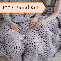 Grobstrickdecke, Überwurf, 100 % handgestrickt mit Jumbo-Chenillegarn (127 x 152,4 cm, Fliedergrau) Betten und Decken Adyrescia