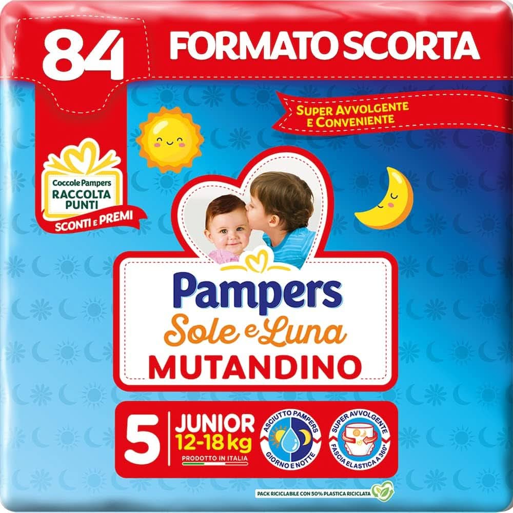 Pampers Sun And Moon Pampers Junior Größe 5, 12-18 kg, 84 Windeln Mutter und Kind Naty Shop