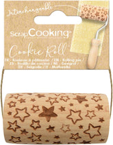 SCRAP COOKING – Mini-Roller aus Holz „Stern“ – Deko mit eingravierten Abdrücken in Relief – Backform für Dekoration von Keksen, Keksen, Keksen – 5302