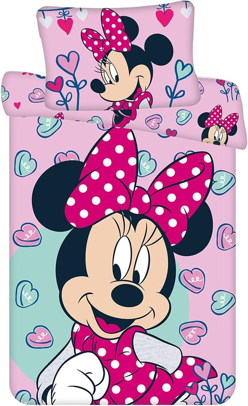 Disney-Bettwäsche, Minnie Mouse Pink Baby, 100 % Baumwolle mit Reißverschluss – Kinder-Naty-Shop-Standardtitel