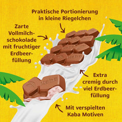 Kaba Milchschokolade mit Erdbeercreme, gefüllte Tafelschokolade, 90g-Riegel, zartschmelzende Schokolade mit fruchtiger Erdbeercreme und Kaba-Originalgeschmack (2er-Pack)