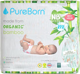 Pureborn Eco Bio-Bambuswindeln, Größe für Neugeborene (bis zu 5 kg), umweltfreundlich, hypoallergen, ultraweich, Nässeindikator, verschiedene Aufdrucke Mutter und Baby Naty Shop Neugeborene (272 Stück)