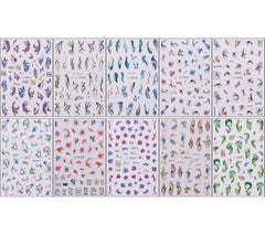 JMEOWIO Nagelsticker Marmor Französische Spitze 10 Blatt Nail Art Sticker Selbstklebend Nagelaufkleber Bunt Dekoration Nageldesign Zubehör