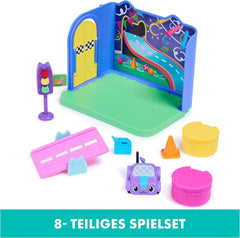 Gabby's Dollhouse Deluxe-Zimmer, Purr-Ific-Spielzimmer, Spielzimmer mit Carlita-Spielzeugauto, 2 Möbelstücken und 2 Überraschungsboxen mit Zubehör, geeignet für Kinder ab 3 Jahren. Naty Shop-Puppenhäuser