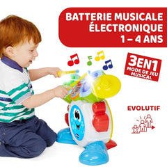 Chicco 00009820100000 Mi First set de tobe cu lumini și sunete, 3 moduri de redare instrument muzical cu baterie pentru copii, multicolor, Mare Jucarii Bebe Naty Shop