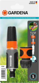 Set de pulverizare Gardena pentru furtunuri de 13 mm (1/2 inch) și 15 mm (5/8 inch): Set de pulverizare de curățare cu Aquastop pentru schimbarea rapidă a conexiunilor (18288-20)