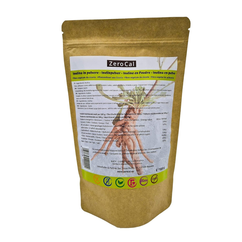 Zerocal - Inulinpulver aus Chicorée-Wurzel 500 G | Inulin Mit Hohem Ballaststoffgehalt |100% Vegan Und Glutenfrei |Herkunft Deutschland Sweeteners Naty Shop Default Title