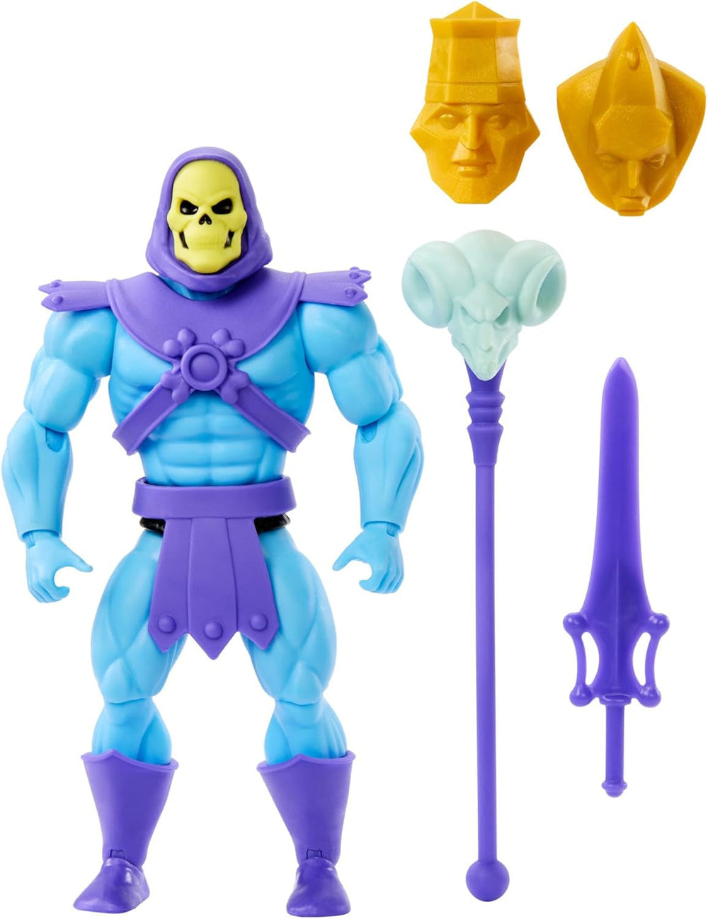 Masters of the Universe Origins Spielzeug, Skeletor-Figur aus der Cartoon-Sammlung, Bösewicht stehend ca. 14 cm mit Rüstung, Stab, Schwert und 2 Masken, HYD24 Actionfiguren Naty Shop Modern