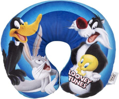 Warner Bros Looney Tunes pernă de gât pentru copii pentru fete, mașină de călătorie moale, Bugs Bunny, Daffy Duck, Silvestro Titti, confort, desene animate, albastru Perne calatorie Naty Shop Titlu implicit