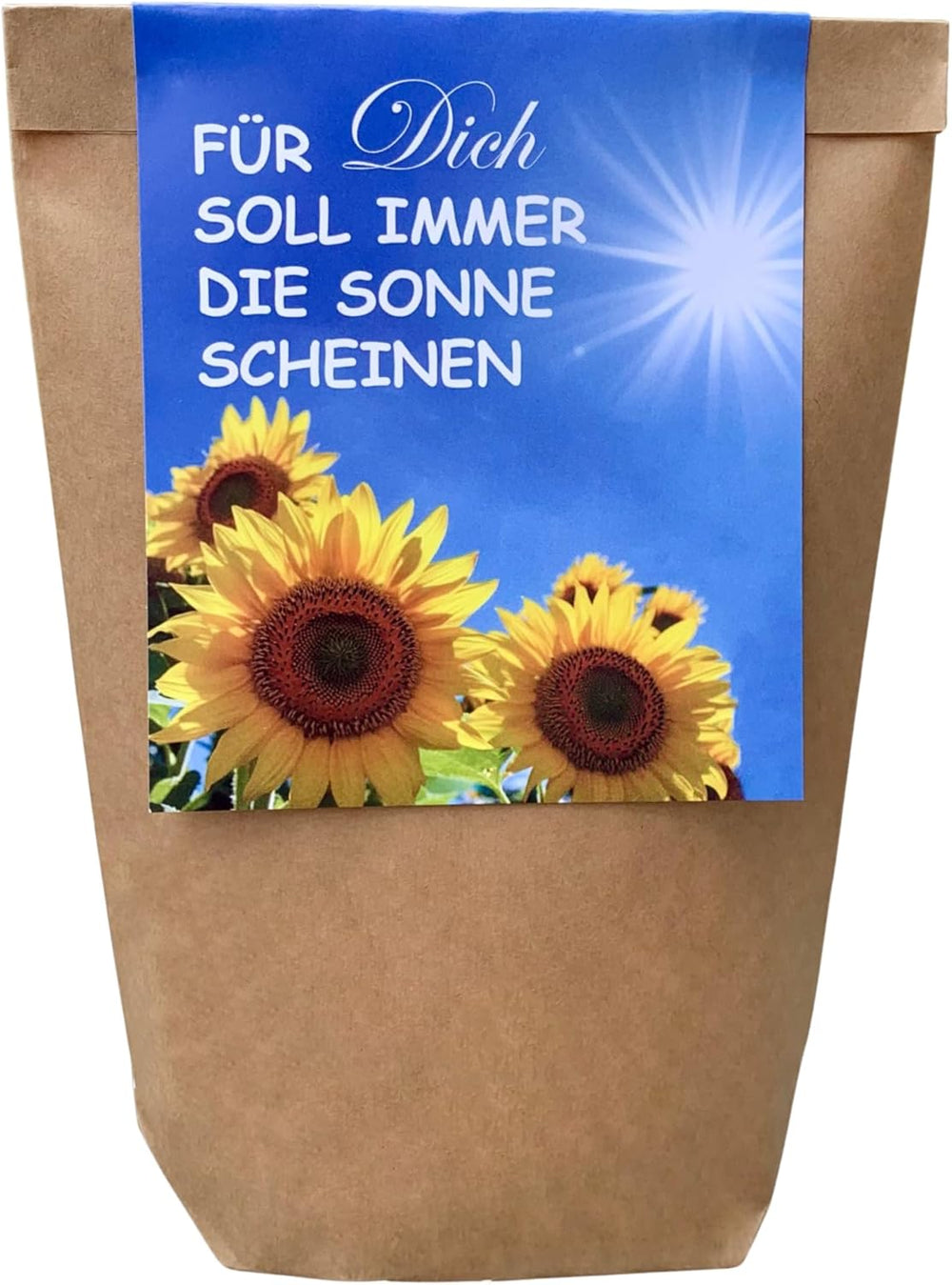 Geschenk für Frauen – Möge die Sonne immer für Sie scheinen – Sonnenblumen-Anzuchtset, Geschenkidee-Überraschungstüte, Pflanzset