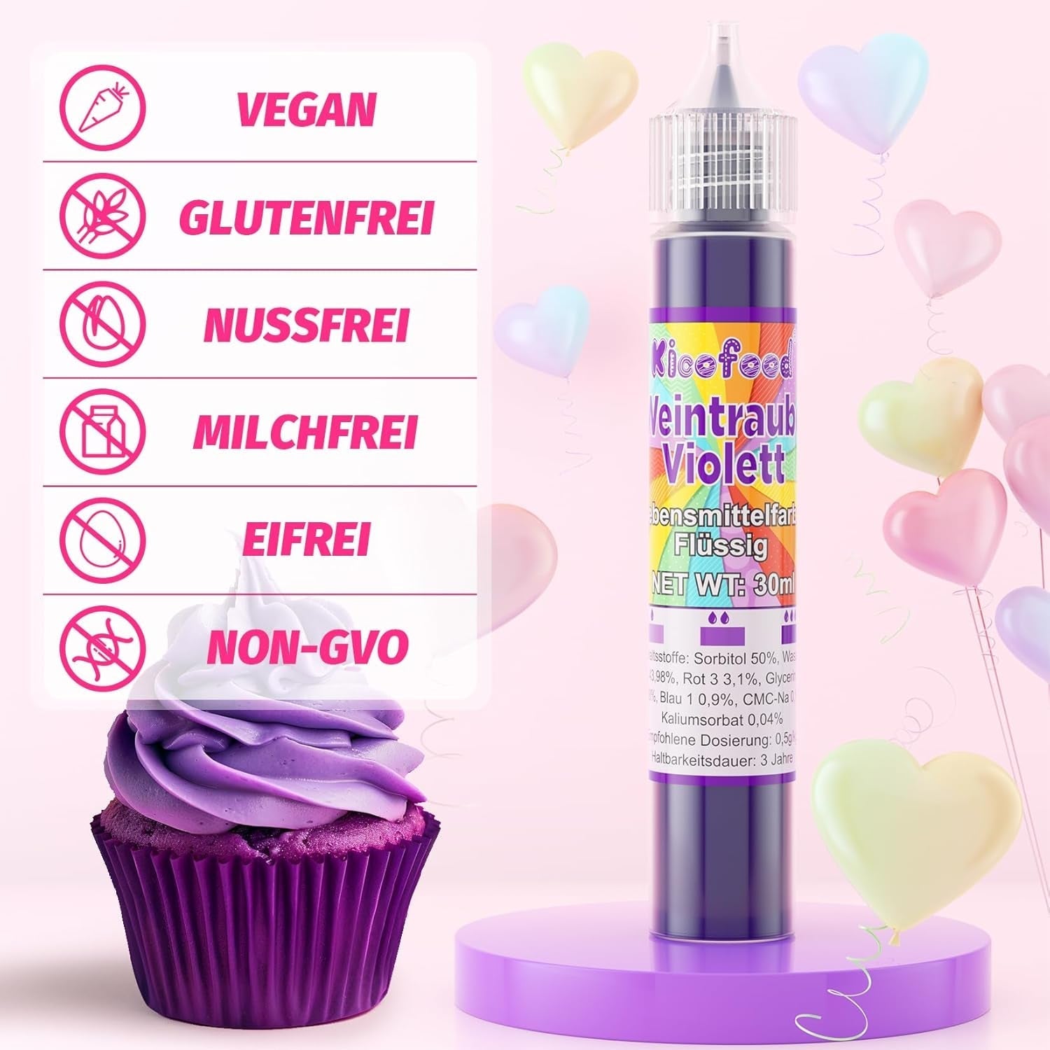 Colorant alimentar - 30 ml colorant alimentar lichid foarte concentrat, colorant alimentar pentru decorarea torturilor, meșteșuguri, aerografare, săpunuri DIY (Violetă de struguri)