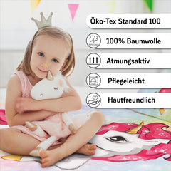Bettwäsche für Mädchen, Einhorn, 100 x 135 cm und 40 x 60 cm, Baumwolle Bettwäsche - Kinder Naty Shop