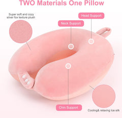 TALLGO Travel Neck Pillow, cea mai bună pernă de avion din spumă de memorie pentru tetieră, pernă moale reglabilă pentru avion, mașină și casă, roz Perne ortopedice cervicale Naty Shop