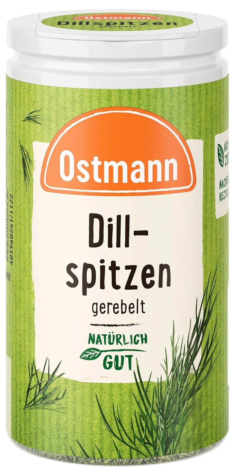 Ostmann Gewürze - Dillspitzen gerebelt | Ideal für Kartoffelsalat, Fischgerichte und Senfsauce 12,5 g in der Streudose