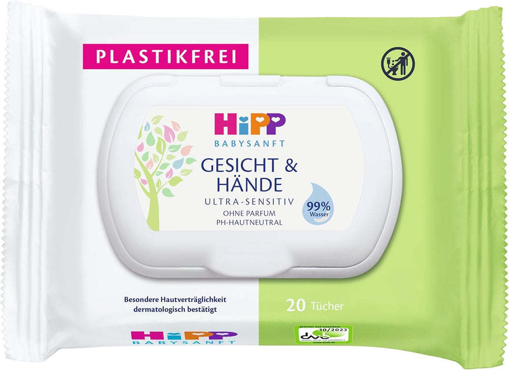 HiPP Baby Soft Feuchttücher für Gesicht und Hände, 12er Pack (12 x 20 Stück)