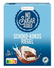 frankonia SCHOKOLADE OHNE ZUCKERZUSATZ Schokoriegel und Kokosnuss, 100 g (3x33 g)