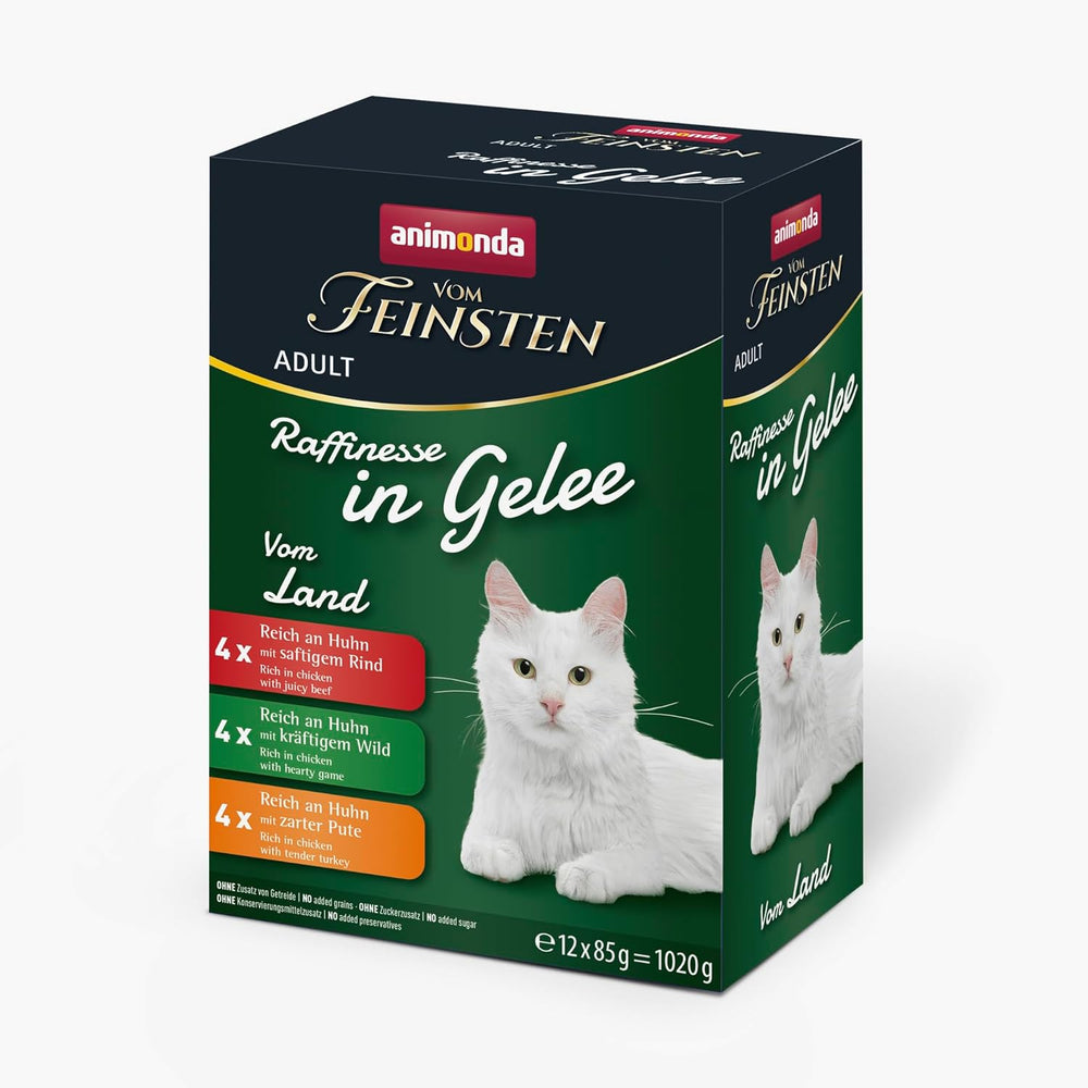 animonda Vom Feinsten Adult Raffinesse Katzenfutter in Gelee, Mixpack vom Land (12 x 85 g), Nassfutter mit Taurin und Vitamin D3, ohne Zusatz von Zucker, Soja und Getreide