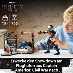 LEGO Marvel Captain America: Actionduell im Bürgerkrieg – Superhelden-Spielset mit 8 Minifiguren – Spielzeugflugzeug-Bau- und Spielset – Geschenk für Jungen und Mädchen 76314 Bausets Besuchen Sie den LEGO-Store