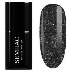 Semilac UV Nagellack 394 Sparkling Midnight Date 7 ml – Dunkler Nachthimmel mit Glitzereffekt – Love Is In The Nails Collection