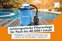 Steinbach Comfort 75 Filtersystem – 040100 – Selbstansaugende Pumpe für Pools bis 40.000 l – Mit Vorfilter, Manometer, Timer und LED-Anzeige – Inklusive speziellem INTEX 2"-Adapter