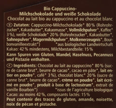 Bio-Schokolade gefüllt mit Cappuccino, 100g