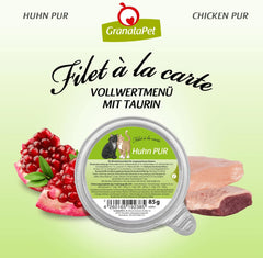 GranataPet Filet à la carte Chicken PURE, hrană umedă pentru pisici, bucăți de file fără cereale, hrană pentru pisici fără zahăr adăugat, conținut ridicat de carne, 6 x 85 g