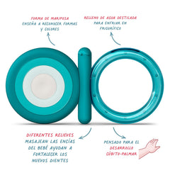 Suavinex, inel de dentiție din silicon, pentru bebeluși + 4 luni, inel de dentiție răcoritor, moale și ușor, fluture, albastru