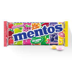 Mentos Fruchtdragees Orange Zitrone Erdbeere Kaubonbons mit Fruchtgeschmack (3 Rollen), vegan (3er Pack)