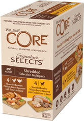 Wellness CORE Signature Selects 8 x 79g, Mix de pui și curcan – Hrană umedă pentru pisici, fâșii delicioase în sos, fără cereale, naturală, hipoalergenică, bogată în proteine, conținut ridicat de carne