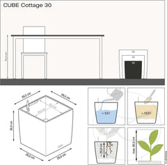 LECHUZA CUBE Cottage 30 granit 15372